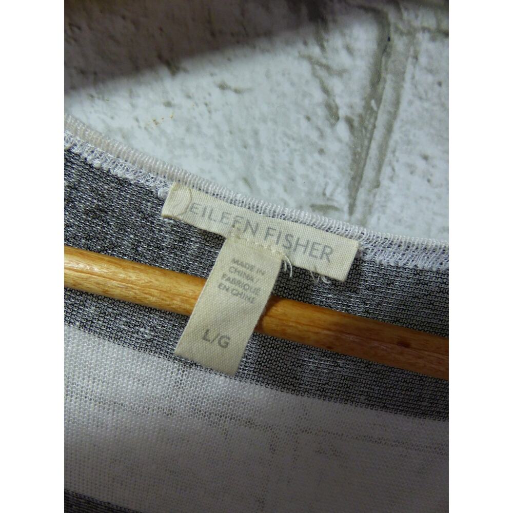 Eileen Fisher Organic Linen Gray White Striped Tank Top Large NEW - Picture 5 of 10